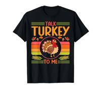 Talk Turkey To Me Cena Comida Feliz Día de Acción de Gracias Divertido Camiseta gráfica económica, Hombre, Negro, L