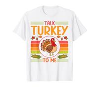 Talk Turkey To Me Cena Comida Feliz Día de Acción de Gracias Divertido Camiseta gráfica económica, Hombre, Blanco, S
