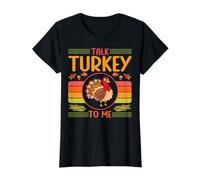 Talk Turkey To Me Cena Comida Feliz Día de Acción de Gracias Divertido Camiseta gráfica económica, Mujer, Negro, XS