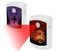 Talking Products, 2 sensores de movimiento MP3 para decoración de fiesta de Halloween con 6 efectos de sonido pregrabados. Incluye grito aterrador y bruja cacareando