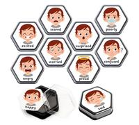 Talking Products, Grabadoras de voz Talking Tiles, paquete de desarrollo emocional. Incluye 10 azulejos negros parlantes y 12 tarjetas flash de emoción. Grabación de 80 segundos. Recurso educativo de