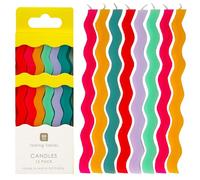 Talking Tables 12 velas onduladas de cumpleaños para tartas, decoración de tartas, calidad premium, vela colorida arco iris, 12,5 cm de altura, embalaje reciclado