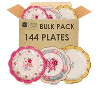 Talking Tables 144 platos de papel florales fuertes para fiesta de té de la tarde, decoraciones de mesa verdaderamente deliciosas, platos desechables, vajilla de cumpleaños, día de la madre, baby