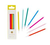 Talking Tables 16 velas de cumpleaños coloridas con soportes | Decoración alta y fina para tartas en colores arcoíris, azul, amarillo, verde, rosa, rojo, naranja, 10 cm