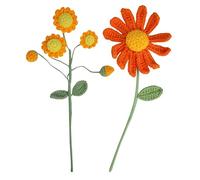 Talking Tables 2 Tallos de Ganchillo de Tonos otoñales de 26 cm Hechos a Mano con Girasol y Flores, decoración otoñal Reutilizable para jarrones, Regalo del día de la Madre