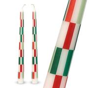 Talking Tables 2 velas de cena a cuadros de 25 cm, decoración de mesa festiva, sin perfume, tiempo de combustión de cera 5 horas, centros de mesa, decoración de calcetín de Navidad, embalaje ecológico