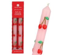 Talking Tables 2 velas decorativas pintadas a mano para cenas, celebraciones, decoración del hogar, San Valentín, cera sin perfume, 5 horas de combustión con detalles de cerezo 3D, diseño de