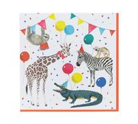 Talking Tables 20 x Servilletas de Papel Safari 33cm - Fiesta Infantil, Cumpleaños, Jungla, Animal, Madagascar, Rojo, Verde, Amarillo, Azul, Rosa
