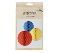 Talking Tables 3 decoraciones colgantes reutilizables de papel ecológico colorido para fiesta de cumpleaños de niñas o niños, embalaje reciclable, artículos de fiesta sostenibles de 20, 15, 10 cm,