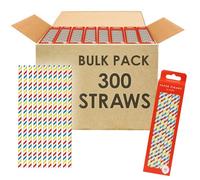 Talking Tables 300 pajitas desechables de papel a rayas para cumpleaños, bodas, fiestas, catering, bar, amarillo, blanco, verde, rosa, azul