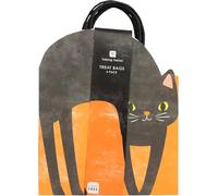 Talking Tables 6 bolsas de papel con forma de gato o regalos de cumpleaños para Halloween, Navidad, fiesta, con asas, color negro y naranja, 25 x 16 cm