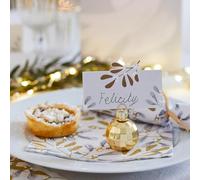 Talking Tables 6 soportes reutilizables para tarjetas de cristal de bola de discoteca dorada para mesa de cena de Navidad, fiestas de Nye - Decoración ideal para mesa de fiesta de boda