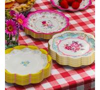 Talking Tables 60 x Platos de Papel Desechables Fiesta de Té Vintage Floral Bonitos 17.8cm Truly Scrumptious Platos Elegantes Cumpleaños Boda Baby Shower Aniversario