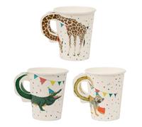 Talking Tables 8 vasos de papel con temática de animales de safari para niñas y niños, fiesta de cumpleaños o baby shower, selva, zoológico, Madagascar, ecológicas, desechables, celebraciones, 250 ml