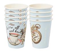 Talking Tables 8 vasos desechables de papel azul Alicia en el paνs de las maravillas | Suministros para fiestas temαticas del Sombrerero Loco par