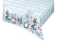 Talking Tables Azul Alicia en el país de las maravillas cubierta de papel para mesa, Mantel desechable, reciclable en casa, Suministros para Mad Hatter Tea Party, TSALICE-V2-TCOVER