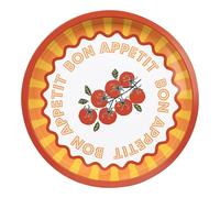 Talking Tables Bandeja redonda grande para servir bebidas, aperitivos, condimentos, decoración y colorido diseño de tomate, ideal para cenas de verano, barbacoas, cenas al aire libre en el jardín,