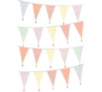 Talking Tables Banderines de tela pastel con borlas, 3 m, guirnalda de banderín de bandera triangular, 100% algodón, decoración del hogar, accesorios de guardería, decoraciones de Pascua para interiores y exteriores, baby shower (PASTEL-FABBUNT)
