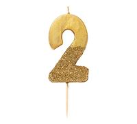 Talking Tables Birthday We Heart Birthdays Glitter Number Candle 2, Gold, Papel, Dorado