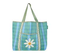 Talking Tables Bolsa de compras de plástico reciclado reutilizable con ilustración floral para viajes, días de playa, picnics y transporte diario, ligera, fuerte, lavable, 39 x 46,5 cm