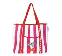 Talking Tables Bolsa de la compra de plástico reciclado reutilizable con ilustración de cerezas para alimentos, compras, días de playa, picnics y viajes, fuerte, lavable, gran capacidad, 39 cm x 46,5