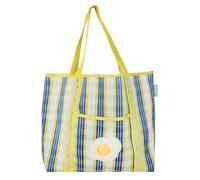 Talking Tables Bolsa de la compra reutilizable de plástico reciclado con ilustración de huevo para viajes, días de playa, picnics y transporte diario, ligera, fuerte, lavable, gran capacidad, 39 x