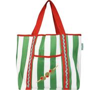 Talking Tables Bolsa de la compra reutilizable de plástico reciclado con ilustración de oliva para viajes, días de playa, picnics y transporte diario, ligera, fuerte, lavable, gran capacidad, 39 x