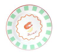 Talking Tables Bon Appetit - Plato de cena esmaltado hecho a mano de 25 cm con diseño de camarones, inastillable y apto para lavavajillas, vajilla reutilizable para comedor interior y exterior