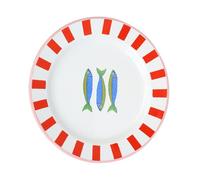 Talking Tables Bon Appetit - Plato esmaltado hecho a mano con diseño de pescado, duradero, plato de acompañamiento ligero, perfecto para comedor al aire libre, picnic, camping y playa, vajilla de