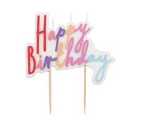 Talking Tables-Vela Rosa Happy Birthday tarta decorativa, color pastel, grande, de alta calidad-para niñas, adultos, adolescentes, decoraciones para fiestas de arcoíris, (ROSE-CANDLE-HB-LRG)