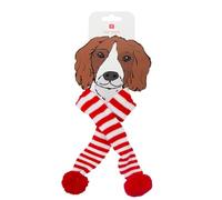 Talking Tables Bufanda de Navidad Blanca y roja para Perros, Ropa con Pompones, Accesorios de Ropa para Mascotas, Talla S - M