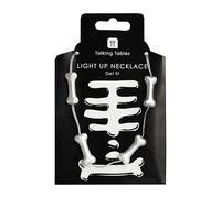 Talking Tables Collar de Halloween con luz LED intermitente para fiestas de disfraces de truco o trato, esqueleto espeluznante en forma de hueso, accesorios de Halloween para niños y adultos, pilas