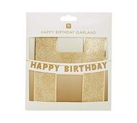 Talking Tables decoraciones de fiesta de navidad temporada festiva - Guirnalda de cumpleaños con purpurina dorada para colgar en fiestas, 3 m, Navidad