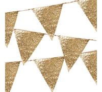 Talking Tables decoraciones de fiesta de navidad temporada festiva - Guirnalda de guirnalda de Navidad con purpurina dorada para colgar (3 m)