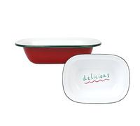 Talking Tables Enamelware - Plato de servir rojo con delicioso estampado para tartas, barbacoa, plato para compartir, ensalada o fiesta, bandeja de aperitivos, esmalte de metal irrompible, vajilla