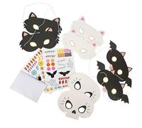 Talking Tables Fiesta de Halloween Kit de fabricación de máscaras personalizadas, 8 máscaras faciales en blanco para niños disfraz de bricolaje, Cosplay, kits de artesanía de animales, máscaras de