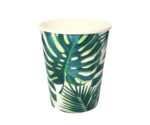 Talking Tables, FST5-CUP-PALM, Tropical Fiesta Palm Paper Disposable Cups 8Pk 225Ml, Ideal for Barbeque and Picnic