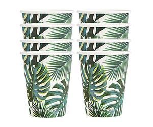 Talking Tables, FST5-CUP-PALM, Tropical Fiesta Palm Paper Disposable Cups 8Pk 250Ml, Ideal for Barbeque and Picnic