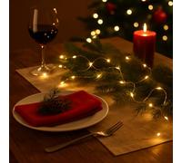 Talking Tables Guirnalda de luces LED que funciona con pilas para uso en interiores con alambre dorado, decoraciones de mesa de Navidad, boda, día de San Valentín, fiesta de compromiso, Navidad, 60