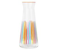 Talking Tables Jarra de cristal a rayas brillantes, jarra de vidrio de cuello estrecho de 25 cm para nevera, agua, leche, té helado, jugo, bebidas, decantador de vino