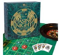 Talking Tables Kit de Casino Noche Poker, Blackjack, Ruleta | Tapete, Fichas, Dinero, Bolas, Cartas, Stick Crupier | Regalo para Adultos