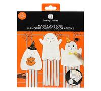 Talking Tables Kit de manualidades espeluznante de Halloween, haz 6 fantasmas de papel con sombreros, calcomanías y borlas, actividad creativa de bricolaje para fiestas infantiles