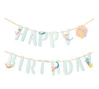 Talking Tables Mermaid Themed Reusable Happy Birthday Bunting Garland | Under The Sea Party Decorations | Paper Banner is 3metres