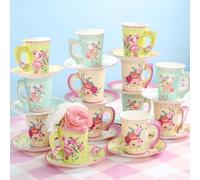 Talking Tables Juego de té de la tarde con platillo y taza floral vintage | Vajilla desechable verdaderamente deliciosa para cumpleaños o fiesta en el jardín, baby shower, boda