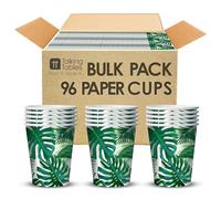 Talking Tables Paquete de 96 vasos de papel desechables tropicales reciclables, ecológicos, jardín de verano, cumpleaños de niños, selva, hawaiano, barbacoa temática de fiesta (250 ml)