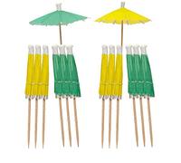Talking Tables Paraguas de cóctel verde y amarillo para accesorios de bebidas, paquete de 12 decoraciones de fiesta verano, luau tropical, color (Table Fun TFMSS21-PALM-UMBRLA)