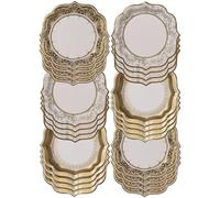 Talking Tables Platos de papel desechables dorados de alta calidad en 3 estilos, fuertes y resistentes, diseño elegante, vajilla reciclable para Navidad, fiesta de cumpleaños, bodas, aniversarios,