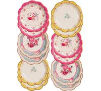 Talking Tables TS3-PLATE Pack of 12 (17cm) Disposable Tea Vintage Floral Pretty Paper Truly Scrumptious Elegant Party Plates | Birthday Baby Shower Wedding Anniversary, Papel, Multicolor, 7", 12