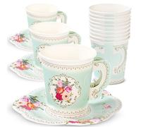 Talking Tables TS6-CUPSET Set de tazas con mango y platillos, Cartón, azul, Juego de 12 piezas
