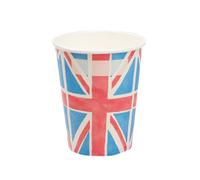 Talking Tables Vasos de papel desechables con bandera de Reino Unido, vajilla reciclable para la coronación, rey Carlos, fiestas callejeras, ocasiones británicas de Eurovisión, paquete de 8, BRITCUPS